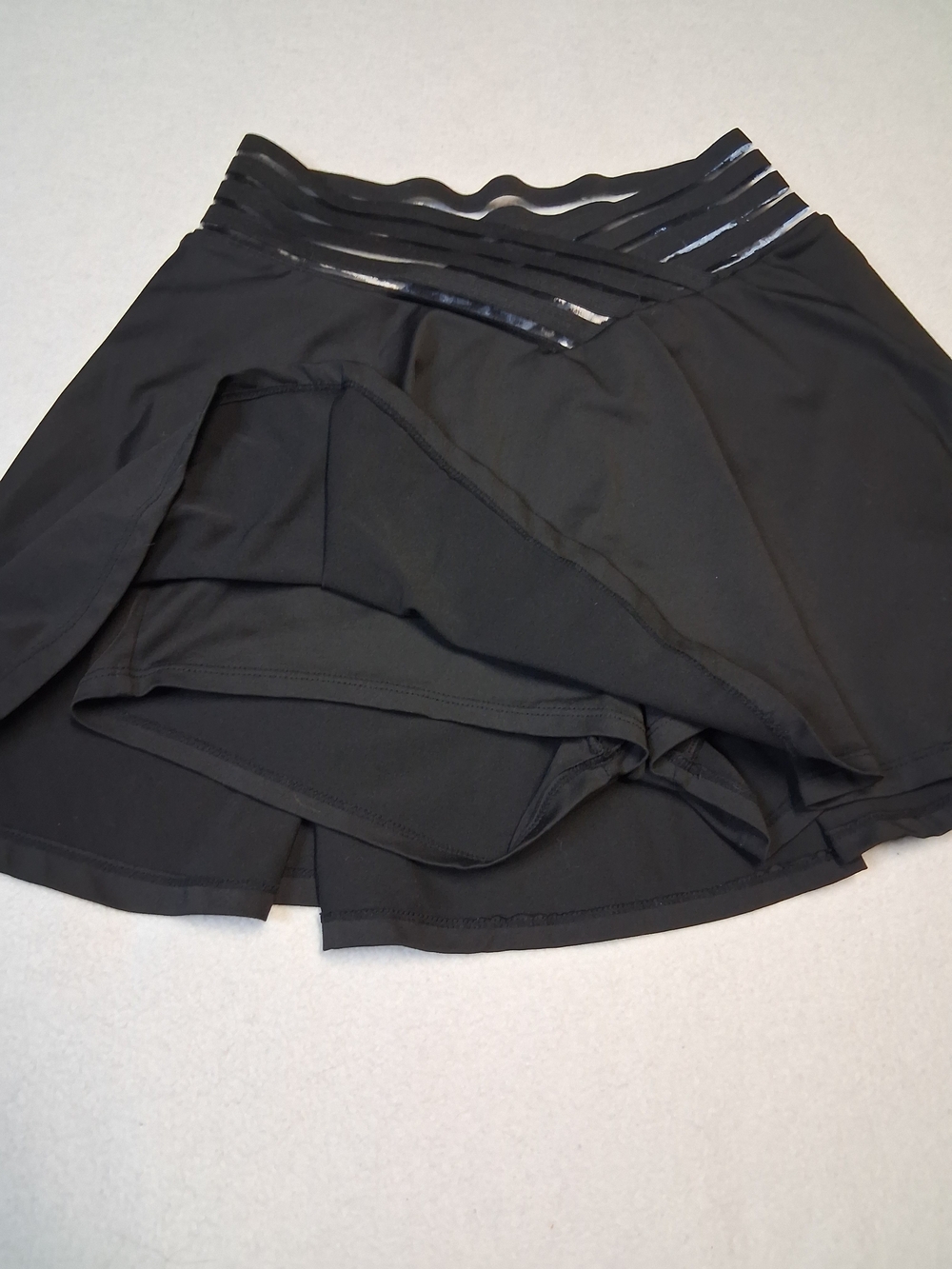Black Flared Skirt (Skort) with Striped Waistband - Picture 7 of 7